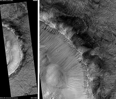 Grindavik Crater, as seen by HiRISE. Scale bar is 1000 meters long.