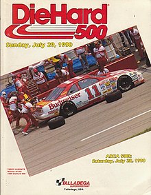 The 1990 DieHard 500 program cover, featuring Terry Labonte.