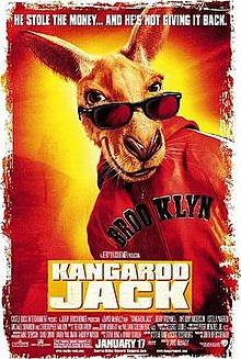 A kangaroo wearing sunglasses and red Brooklyn hoodie