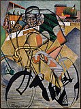 Jean Metzinger, 1912, At the Cycle-Race Track (Au Vélodrome), oil and sand on canvas, 130.4 x 97.1 cm (51.4 x 38.25 in.) The Solomon R. Guggenheim Foundation, Peggy Guggenheim Collection, Venice