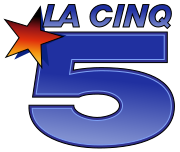 Logo de La Cinq, majoritairement bleu.