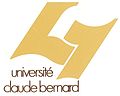 Logotype de l'université dans les années 1980 : le L de Lyon suivi du chiffre 1.