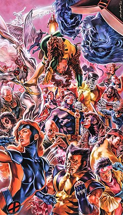 חברי קבוצת אקס-מן לדורותיהם, כפי שהופיעו על עטיפה אלטרנטיבית לחוברת X-Men Vol.6 #1 מספטמבר 2021, אמנות מאת פליפה מאסאפרה.