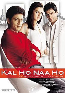 Poster rilis teatrikal dari film Kal Ho Naa Ho menampilkan Shah Rukh Khan, Preity Zinta dan Saif Ali Khan