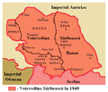 Bačka în interiorul granițelor proclamate ale Voievodatul Sârbesc în 1848