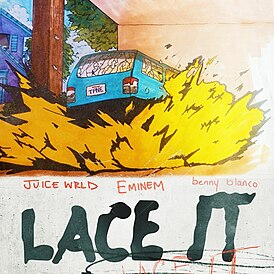 Обложка сингла Juice WRLD, Эминема и Бенни Бланко «Lace It» (2023)