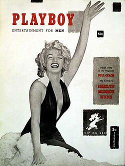 มาริลีน มอนโร บนปกนิตยสารเพลย์บอยฉบับแรกในเดือนธันวาคม ค.ศ. 1953
