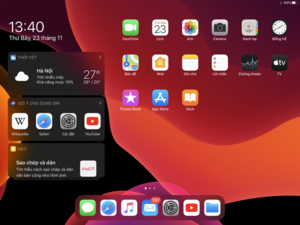 Màn hình chính của iPadOS 13