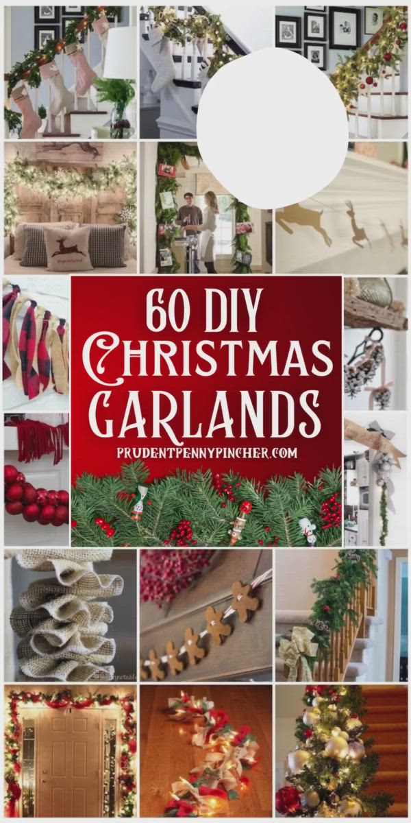 This may contain: christmas garlands and decorations are featured in this collage with the words, 60 diy christmas garlands