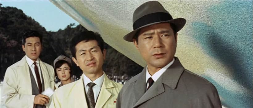 Yuriko Hoshi, Hiroshi Koizumi, and Akira Takarada in Mosura tai Gojira (1964)