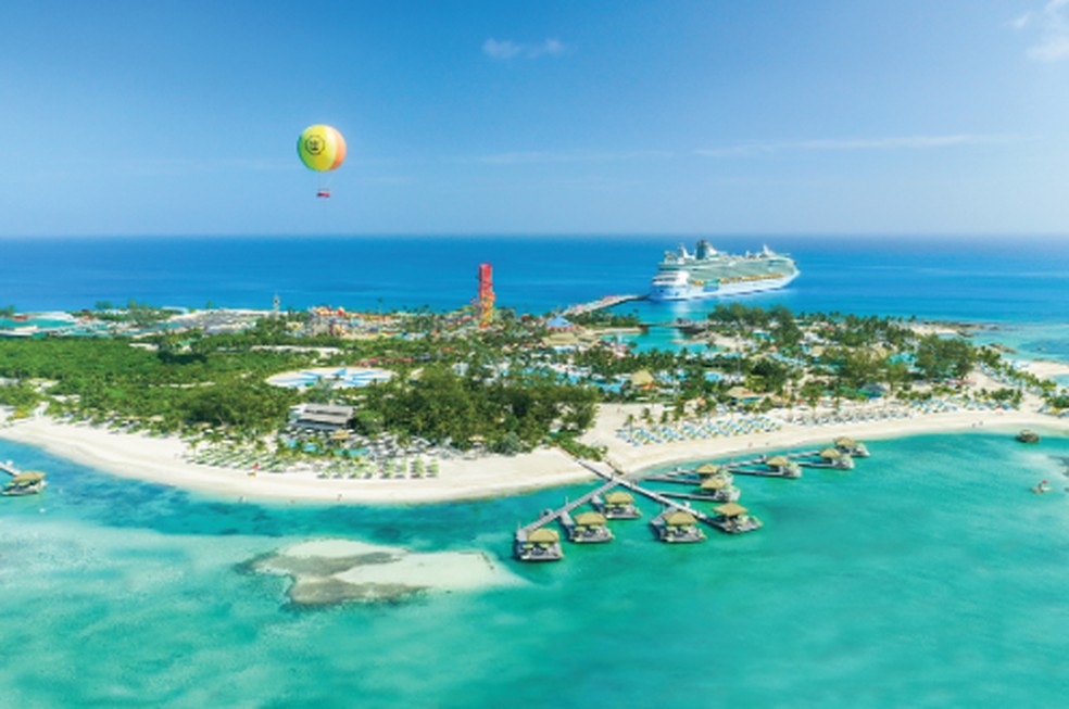 CocoCay, ilha privada da Royal Caribbean nas Bahamas, é o último destino do cruzeiro — Foto: Royal Caribbean