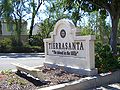 The sign of the eastern neighborhood of Tierrasanta - located on Santo Road