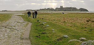 in Denmark, dam leading to the ruins of Kalø Castle