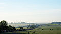 Crowds streaming away from Stonehenge in the morning