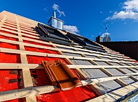 Rank: 32 Unfinished roof with roof tile, roof battens and roof windows