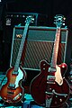 Paul McCartney's Höfner bass and George Harrison's Gretsch electric guitar