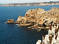 Français : La Pointe de Dinan, vue d'ensemble 4 ( à l'arrière-plan, la côte nord de la Rade de Brest en direction de la Pointe Saint-Mathieu)