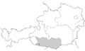 Position of Kötschach-Mauthen within Carinthia (grey) and Austria