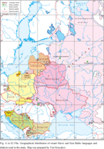 Thumbnail for File:Geographical distribution of extant Slavic and East Baltic languages 2015.png