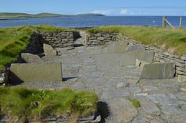 West view of Quoygrew settlement, Westray, Orkney, Scotland