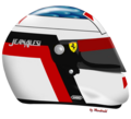 Casque intégral de Jean Alesi (ici la version de sa période Ferrari), le pilote avignonnais ayant couru 201 Grand Prix de Formule 1 et vainqueur du Grand Prix du Canada 1995.