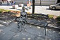 Cast metal commemorative bench/statue of w:Halina Poświatowska, noted Polish 20th century poet who studied at Smith College in the USA