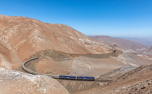 PeruRail EMD GT42AC 801 and 814 between Matarani and La Joya