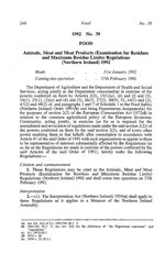 Thumbnail for File:The Animals, Meat and Meat Products (Examination for Residues and Maximum Residue Limits) Regulations (Northern Ireland) 1992 (NISR 1992-39).pdf