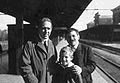 Bohr and Ehrenfest with Paul Jr. at the railroad station of Leiden