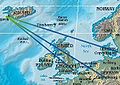 Destinations of Iceland Express: Keflavík to Kastrup, Keflavík to London Stansted and Keflavík to Frankfurt (as of May 21, 2005)