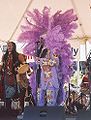 Mardi Gras Indian Big Chief Monk Boudreaux with tambourine, New Orleans, April, 2005