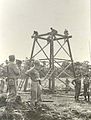 AITAPE, NORTH EAST NEW GUINEA. 1944-04-24. ENGINEERS OF NO. 62 WORKS WING RAAF PUTTING UP A DUTY PILOT'S TOWER ON THE RAAF BUILT AIRSTRIP AT TADJI, FROM WHICH AN ALLIED FIGHTER UMBRELLA OPERATED BETWEEN HOLLANDIA AND WEWAK.