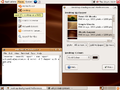 Ubuntu 6.06 with terminal window and desktop preferences window.