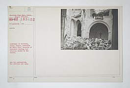 Havoc of War - Ruins - France - Cities - S - CATHEDRAL AT SOISSONS, Aisne, France, destroyed by shell fire. Interior of cathedral showing destruction caused by Hun shells - NARA - 31484410.jpg