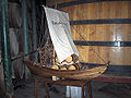 Model of a barco rabelo (flat sailing vessel used to transport the wine along the Douro river)