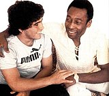 Diego Maradona (left) and Pelé, together during an interview in El Gráfico. (9 April 1979)