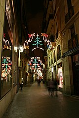 Carrer Comptal at Night on Christmas