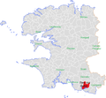 Localisation de la commune de Riec-sur-Bélon au sein du département du Finistère.