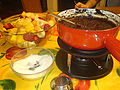 chocolate fondue with fruits