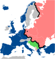 English: The Iron Curtain as it extended throughout Europe Deutsch: Die Teilung Europas durch den Eisernen Vorhang