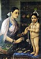 Yashoda adorning Krsna (by Ravi Varma)