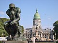 English: Congress Plaza and Rodin's Thinker, one of the few surviving originals. Español: Plaza del Congreso y una de los pocos originales sobrevivientes de El Pensador de Rodin