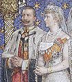 Wilhelm II., Deutscher Kaiser with Empress Auguste Viktoria on a mosaic in Kaiser-Wilhelm-Gedächtniskirche, Berlin