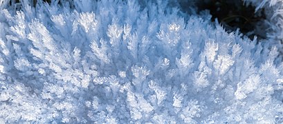 Ice crystals showing tower-like structures, basically hexagonal cones