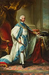 Carlos III de España con el hábito de su Orden, de Mariano Salvador Maella y Anton Raphael Mengs. Hacia 1783-1784.