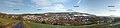 Deutsch: Panorama der Altstadt von Tann in der Rhön. Aufgenommen vom unteren Osthang des Habelberges English: Panoramic view of Tann in Rhön Mountains (labeled). Taken from east hillside of Habelberg