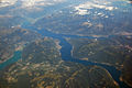 aerial view, Lake Como and mountains.