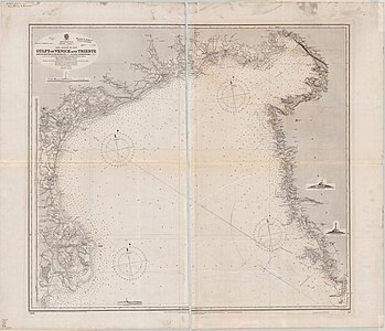 old map with Venetian lagoon, Marano, Adria, Laguna di Marano