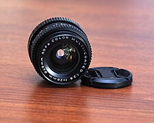 Photographic lens Agfa Color Multi-Coated 1:2.8 f=28mm (front view)