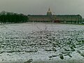 Esplanade des Invalides covered in snow